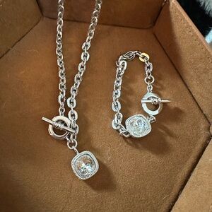 Chic Silver Necklace and Bracelet Set